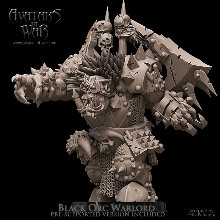 Senor Orco Acorazado con Gran Hacha · miniatura de resina 28 mm · Orcos y Goblins · Drakholm