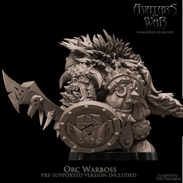 Caudillo Orco con Arma y Escudo · miniatura de resina 28 mm · Orcos y Goblins · Drakholm
