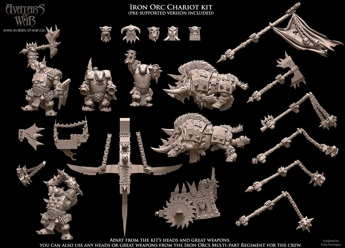Carro de Guerra Orco de Hierro · miniatura de resina 28 mm · Orcos y Goblins · Drakholm