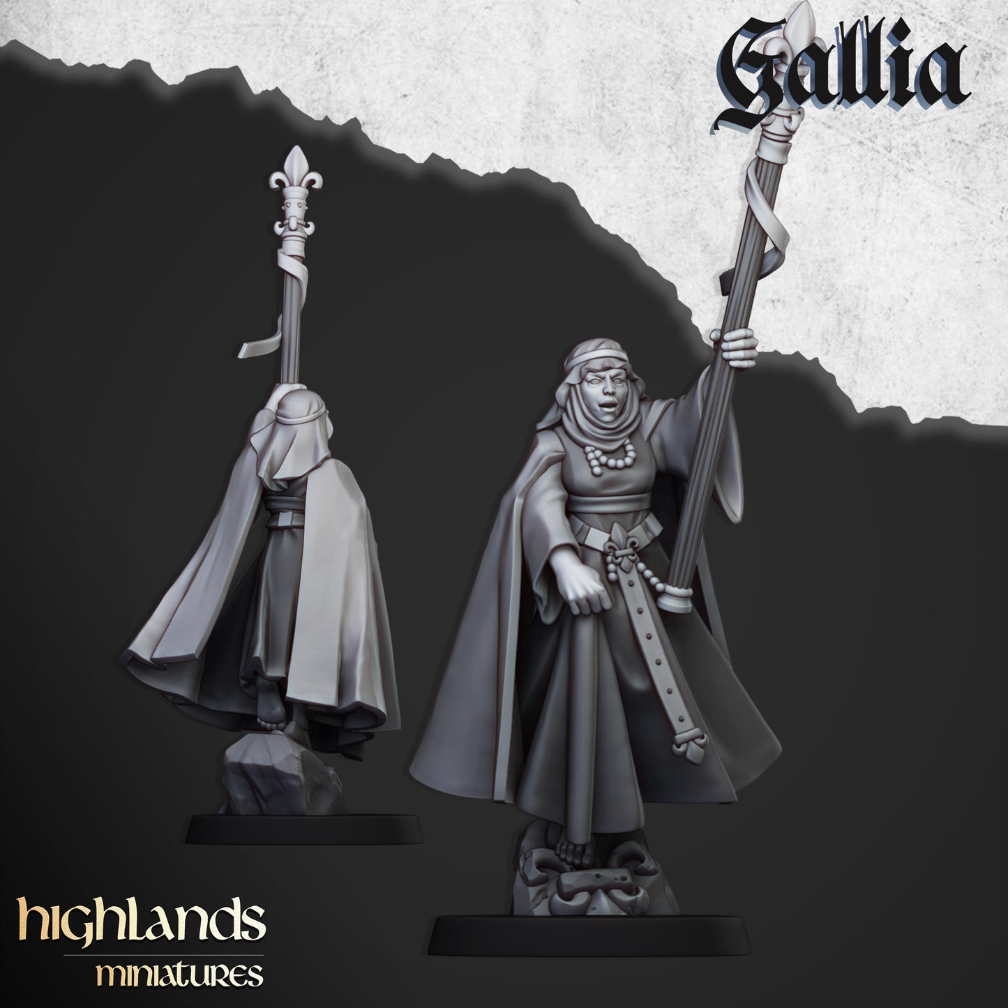 Miniatura Damisela de Gallia a Pie Bretones resina 28mm sin pintar - Drakholm