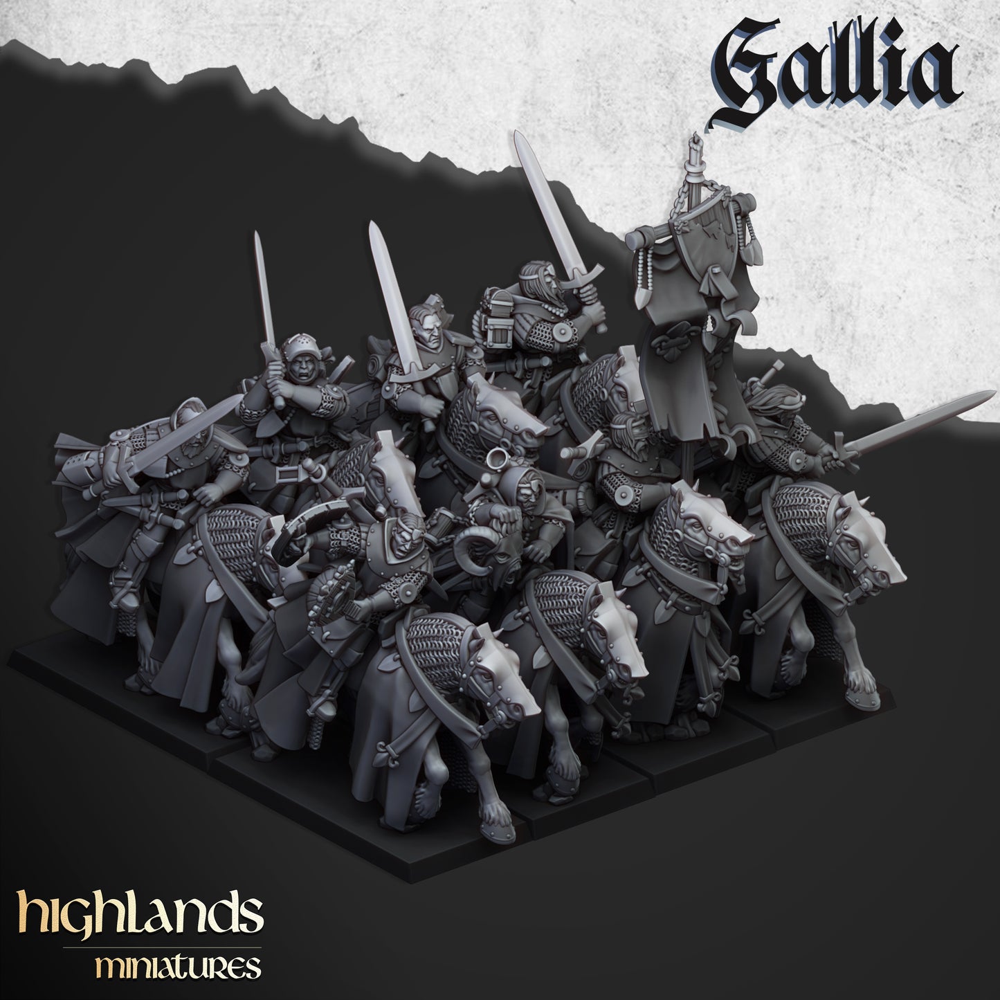 Miniatura Hombres de Armas Montados Bretones resina 28mm sin pintar - Drakholm