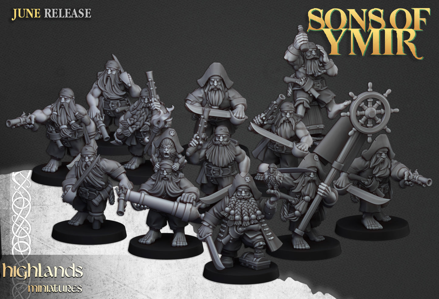 Miniatura Piratas Enanos Enanos resina 28mm sin pintar - Drakholm