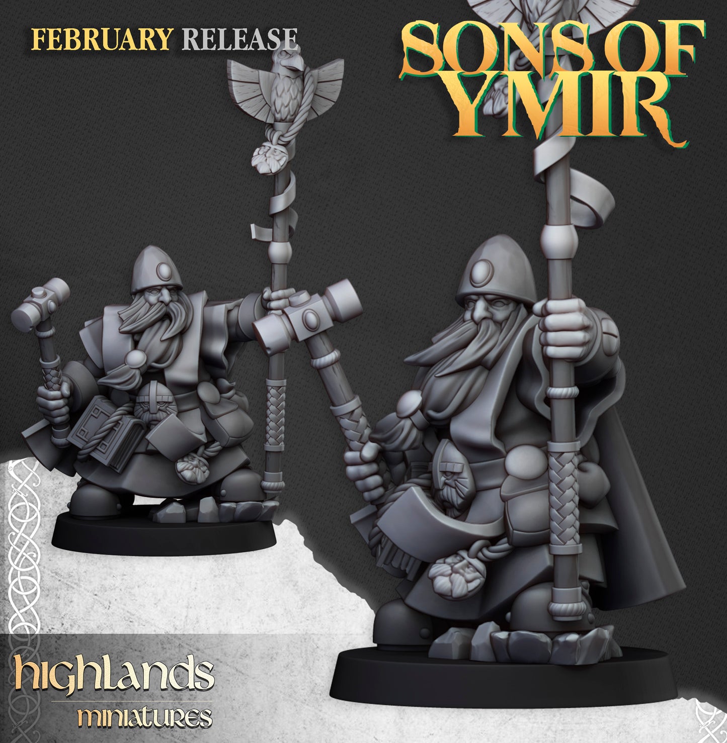 Miniatura Sacerdotes Rúnicos Enanos Enanos resina 28mm sin pintar - Drakholm