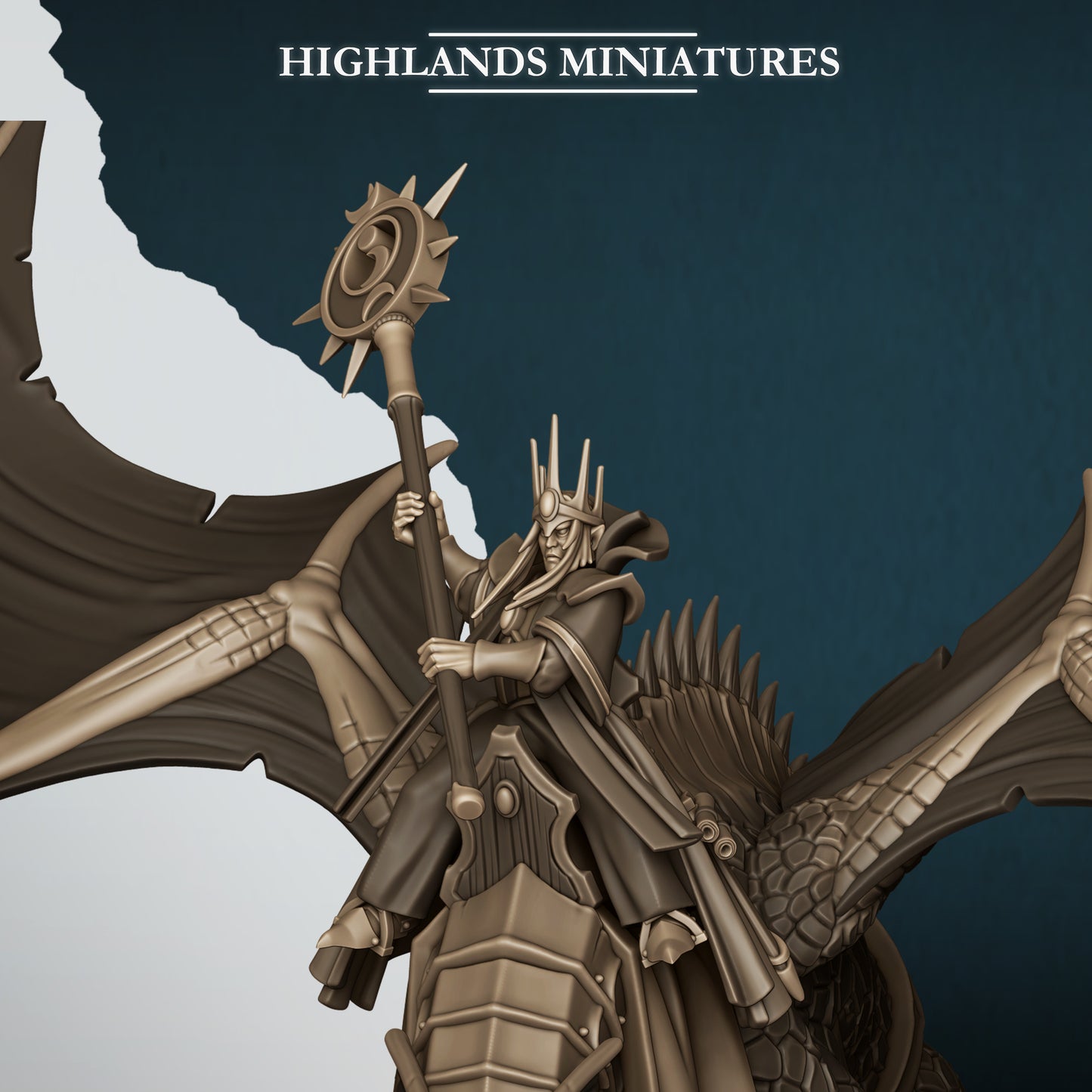 Miniatura Gran Maga en Dragón Altos Elfos resina 28mm sin pintar - Drakholm