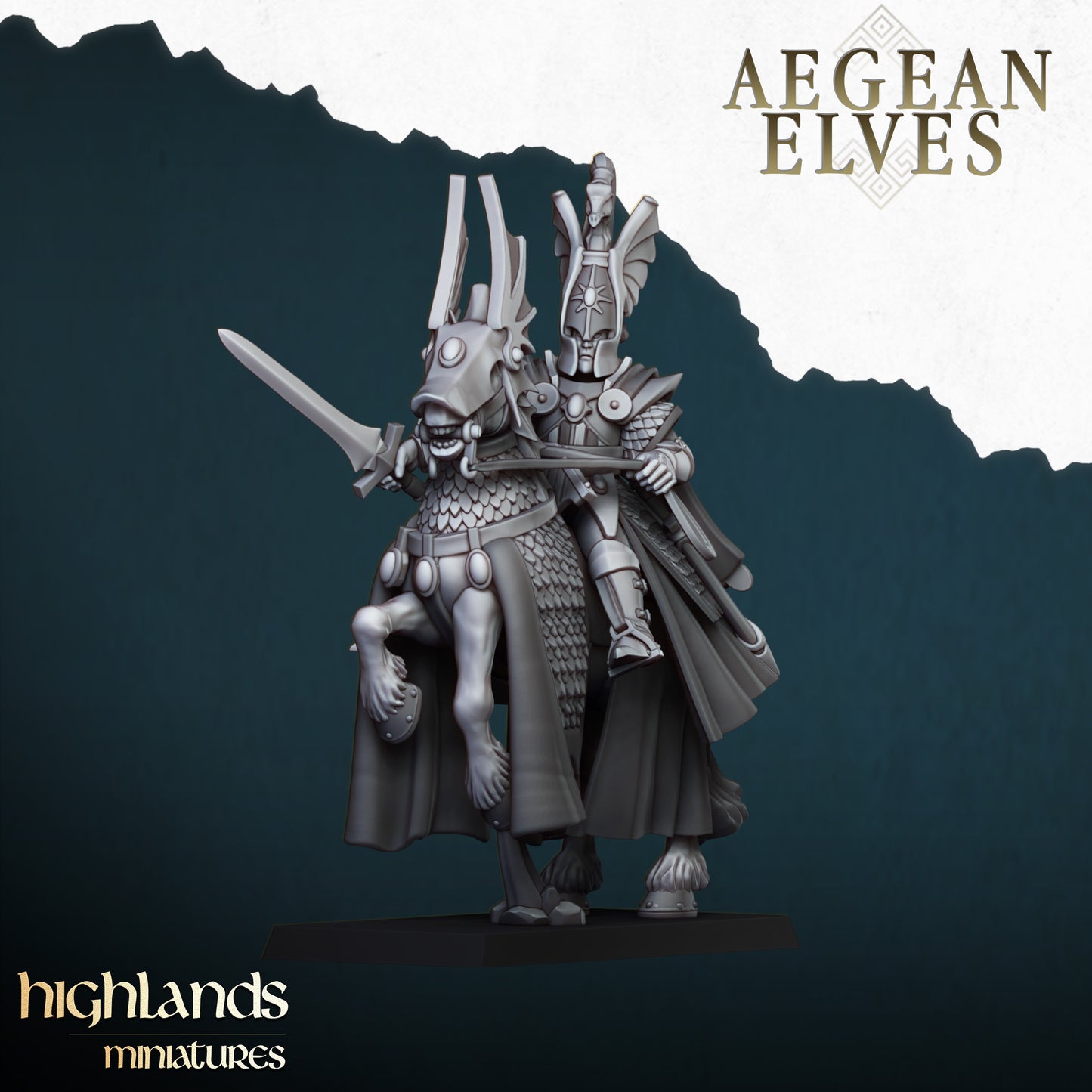 Miniatura Señor Montado Altos Elfos resina 28mm sin pintar - Drakholm