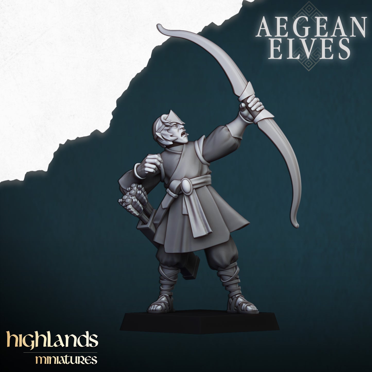 Miniatura Arqueros Altos Elfos resina 28mm sin pintar - Drakholm