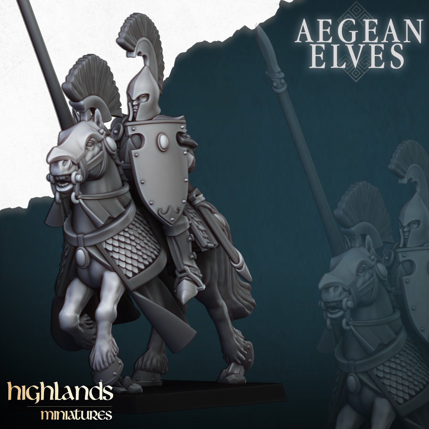 Miniatura Caballería de Lanceros Altos Elfos resina 28mm sin pintar - Drakholm