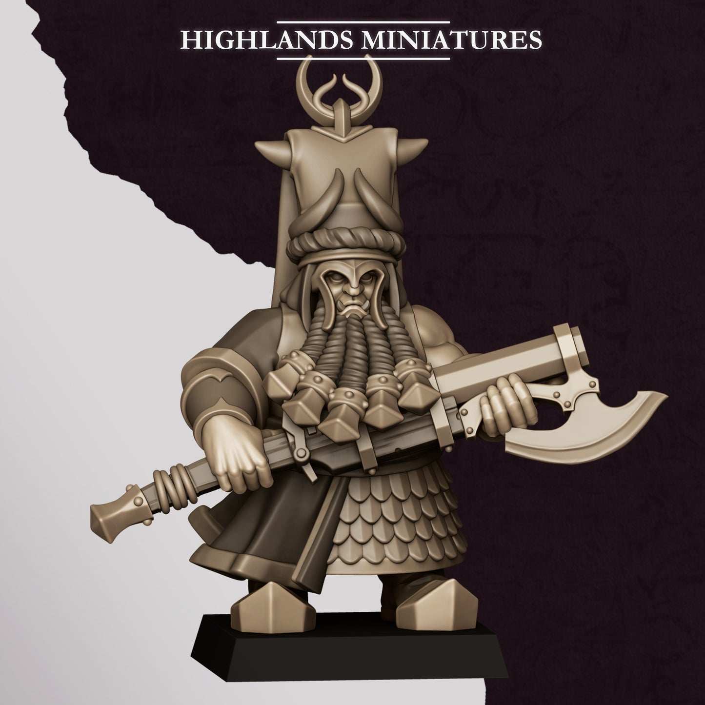 Miniatura Comandante de Marduk III Enanos Infernales resina 28mm sin pintar - Drakholm