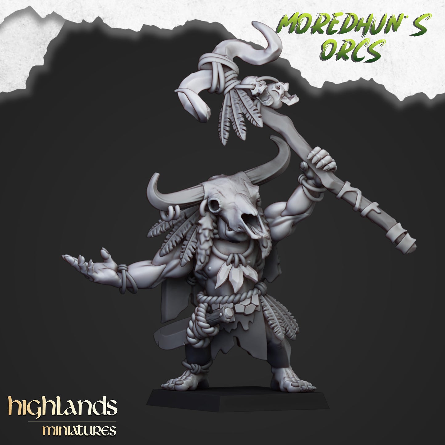 Miniatura Chamán de las Cavernas Orcos y Goblins resina 28mm sin pintar - Drakholm