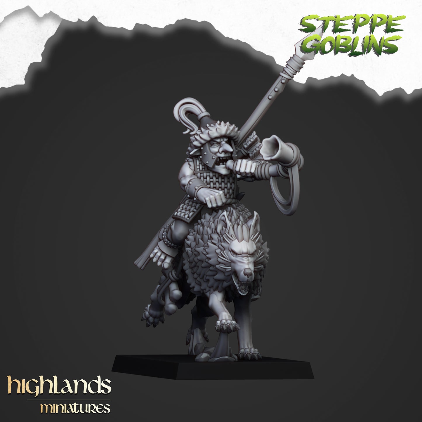 Miniatura Goblins de la Estepa Montados Orcos y Goblins resina 28mm sin pintar - Drakholm