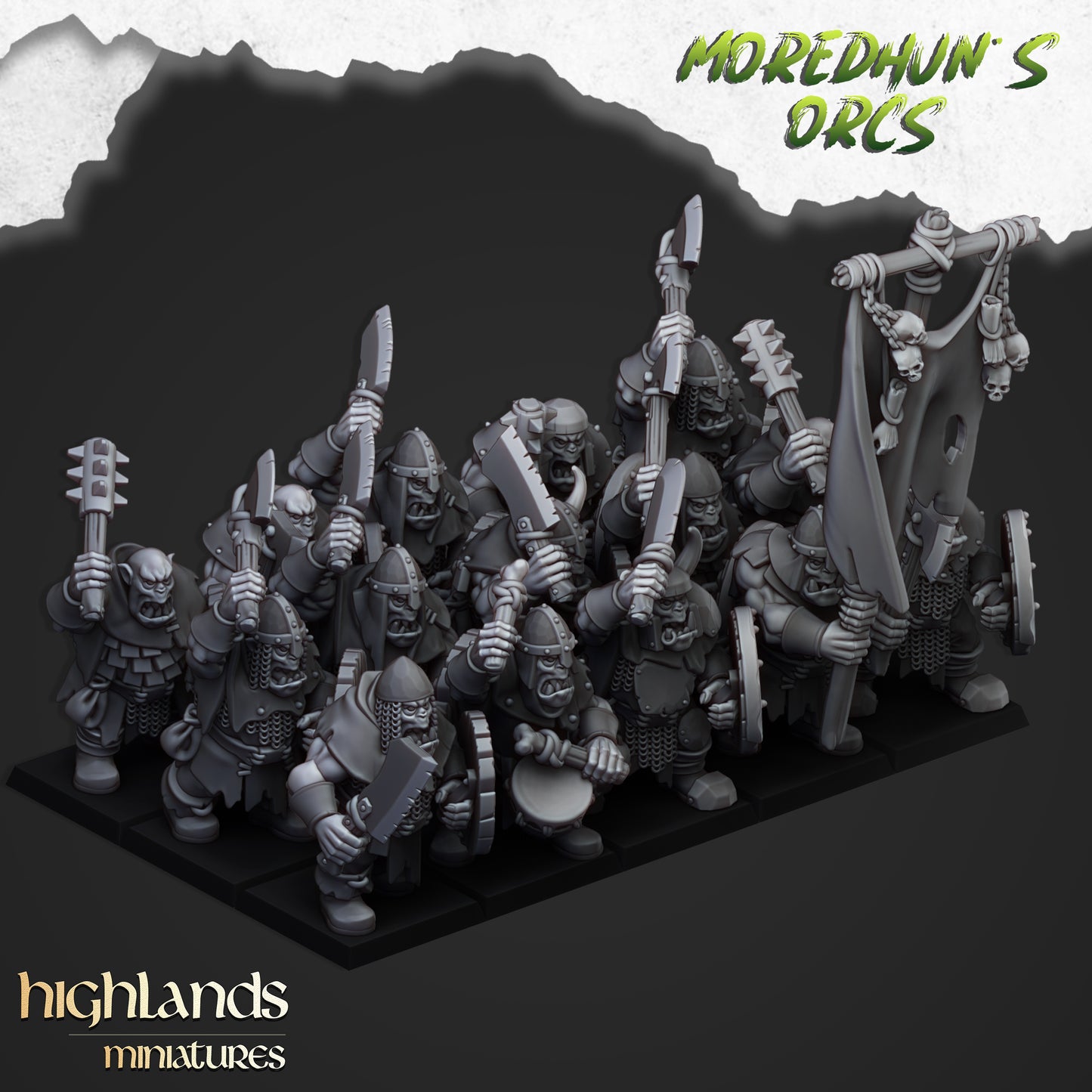 Miniatura Guerreros Orcos con Armas Orcos y Goblins resina 28mm sin pintar - Drakholm