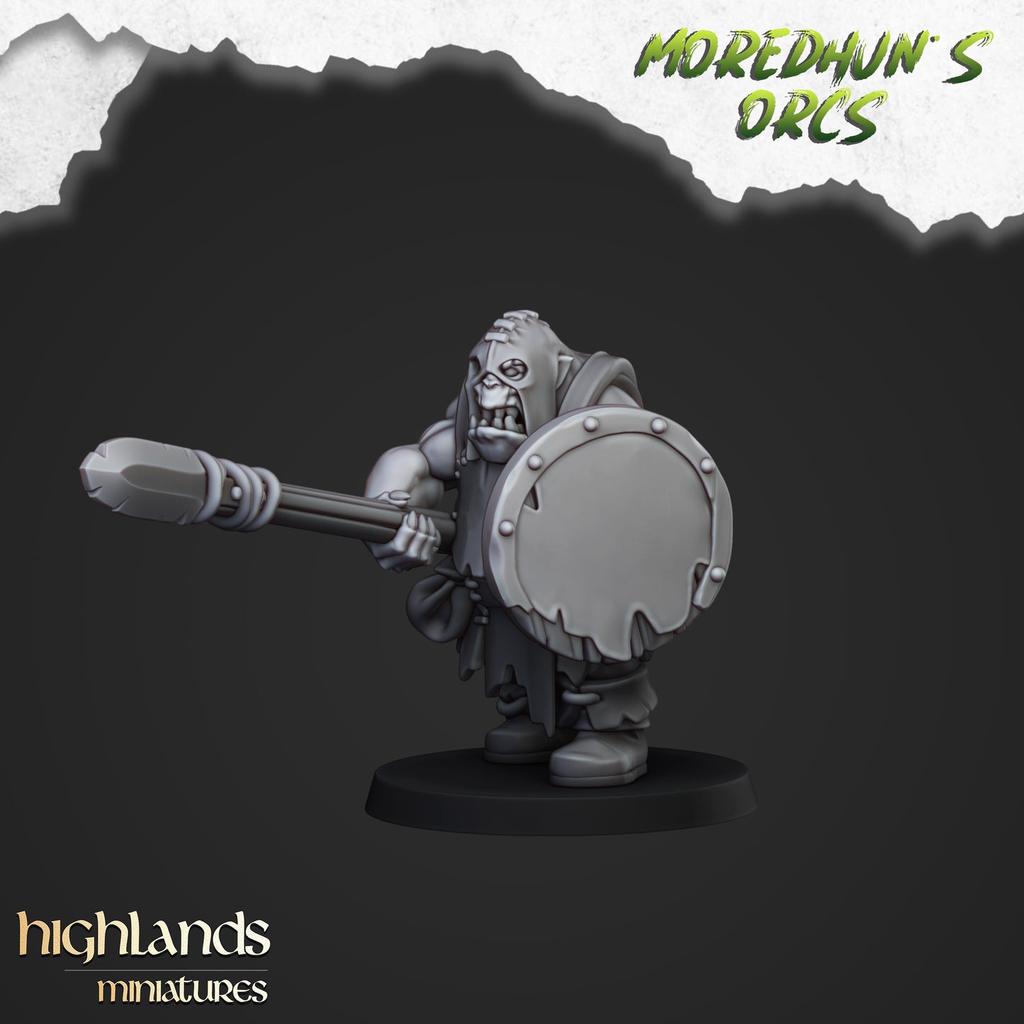 Miniatura Guerreros Orcos con Lanzas Orcos y Goblins resina 28mm sin pintar - Drakholm