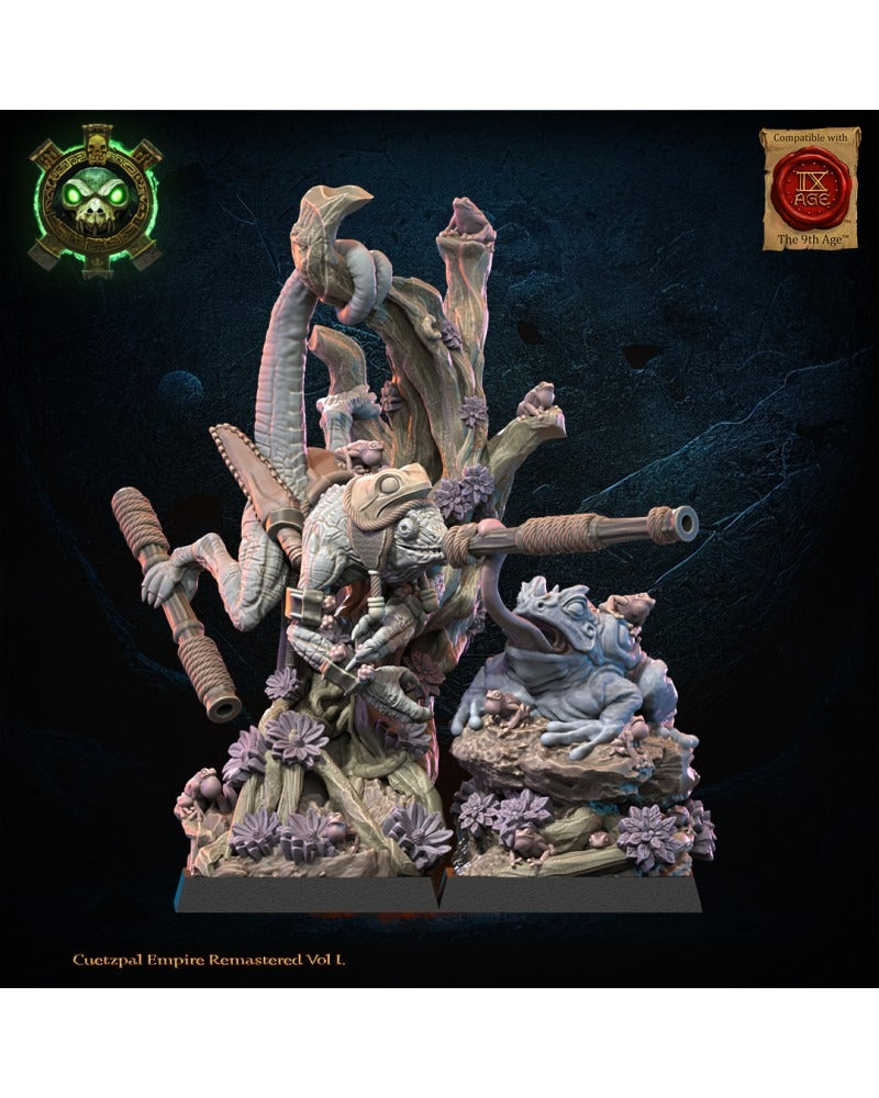 Miniatura Heroína Kuaxotl con Tamasoluey Saurios Ancestrales resina 28mm sin pintar - Drakholm