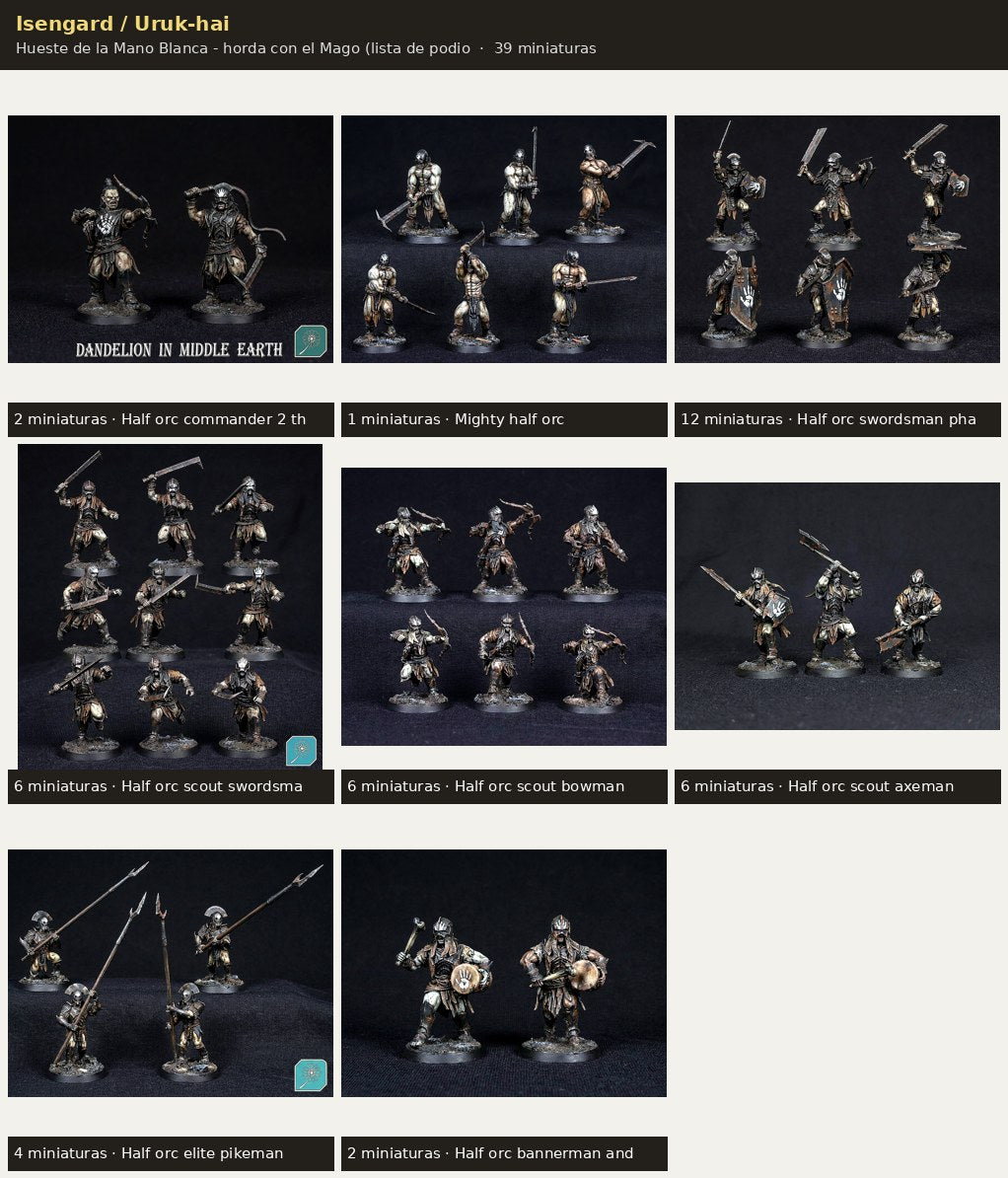 Ejercito Isengard / Uruk-hai — Hueste de la Mano Blanca · 39 miniaturas resina · Senor de los Anillos