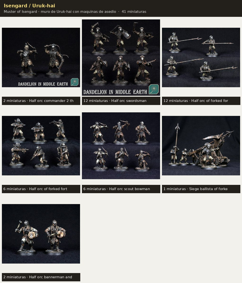 Ejercito Isengard / Uruk-hai — Muster of Isengard · 41 miniaturas resina · Senor de los Anillos