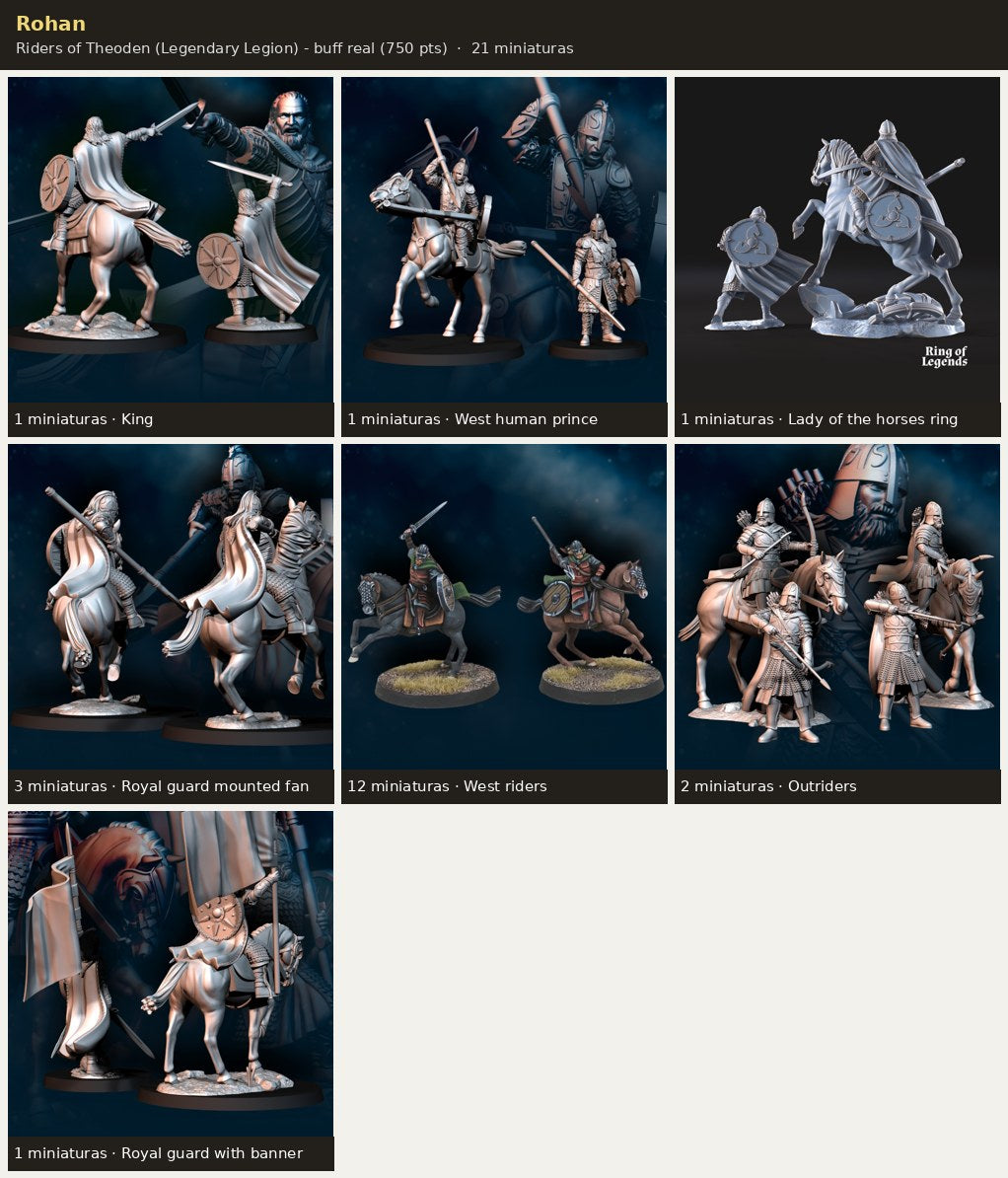 Ejercito Rohan — Riders of Theoden · 21 miniaturas resina · Senor de los Anillos
