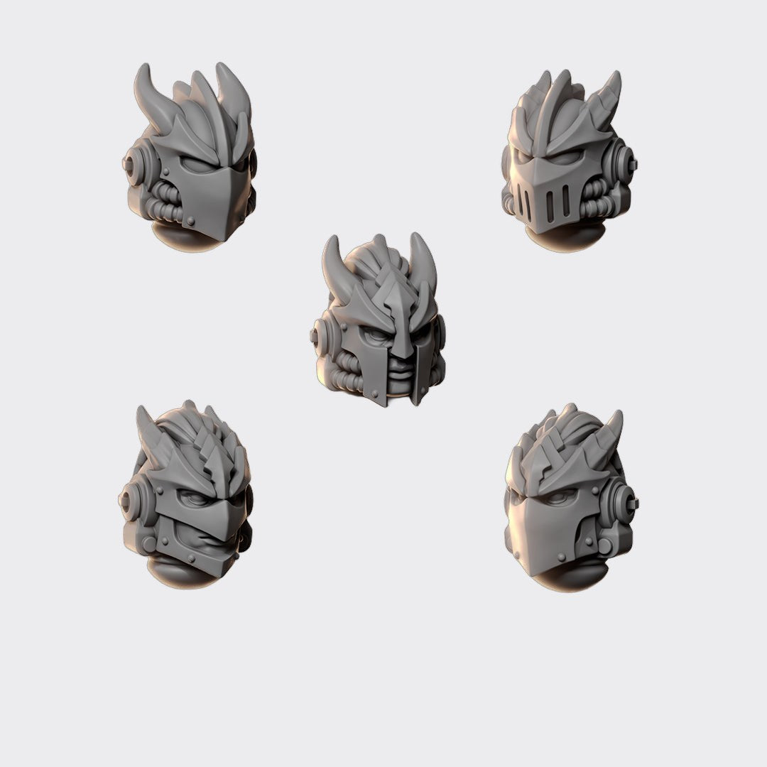 Cabezas Anvil Wardens C — bits de conversión sci-fi grimdark de Greytide Studio, resina 32mm sin pintar