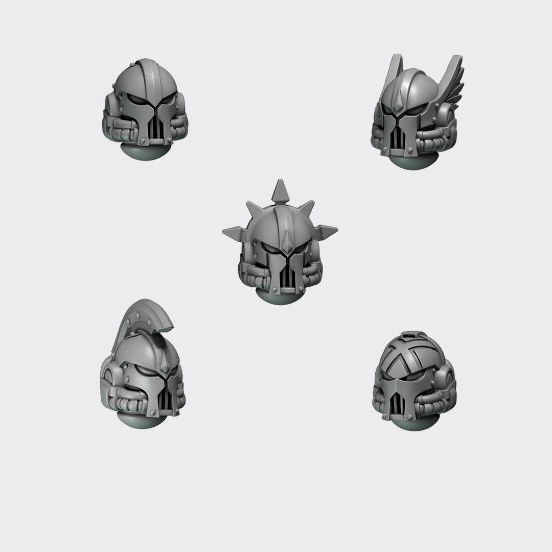 Cabezas Crimson Lords C — bits de conversión sci-fi grimdark de Greytide Studio, resina 32mm sin pintar