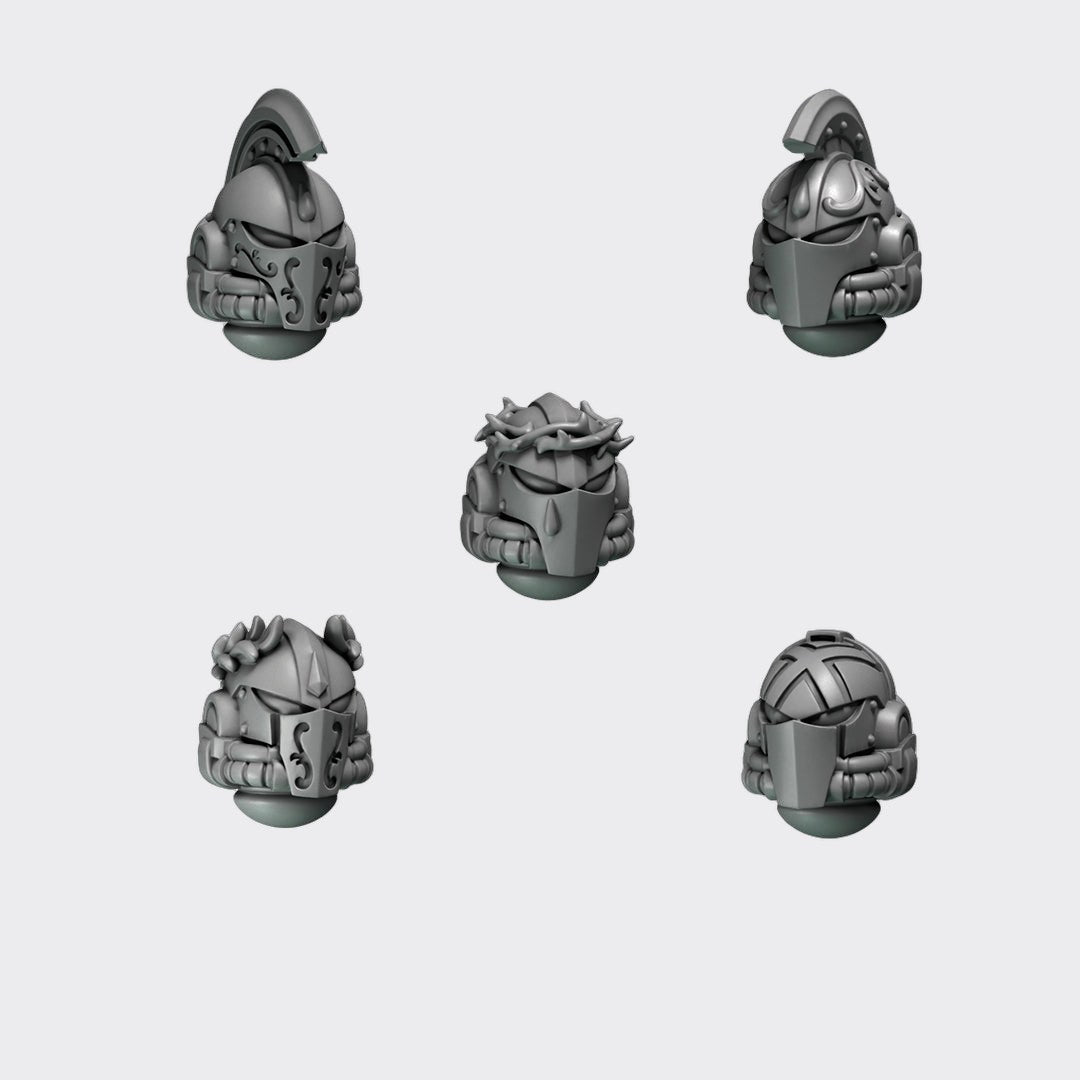 Cabezas Crimson Lords D — bits de conversión sci-fi grimdark de Greytide Studio, resina 32mm sin pintar