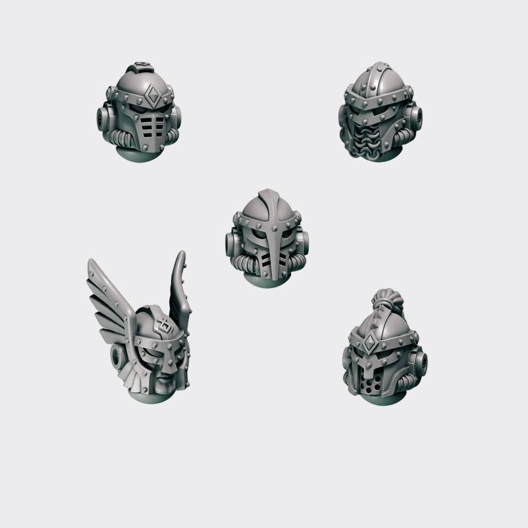 Cabezas Primal Hounds E — bits de conversión sci-fi grimdark de Greytide Studio, resina 32mm sin pintar