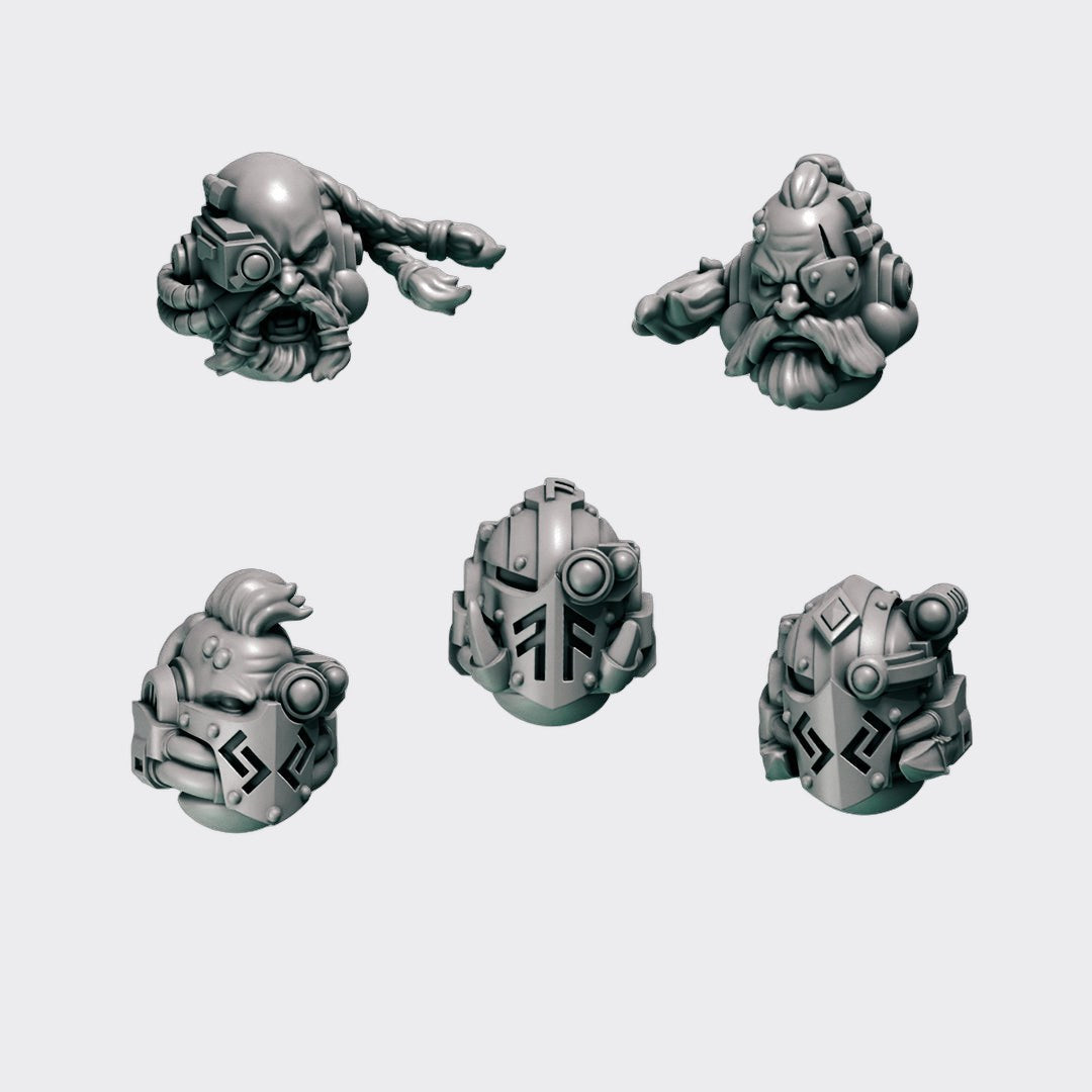 Cabezas Primal Hounds G — bits de conversión sci-fi grimdark de Greytide Studio, resina 32mm sin pintar