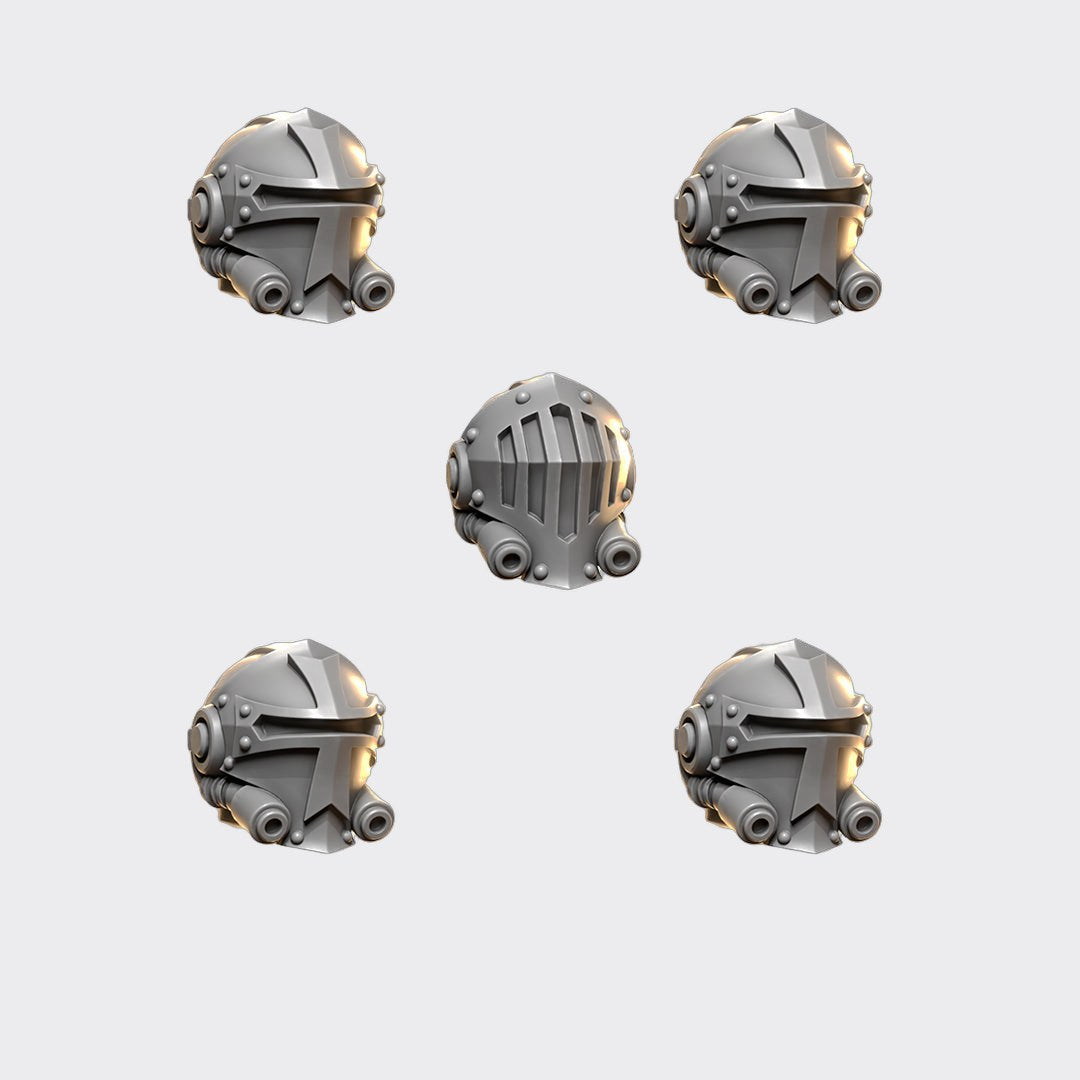 Cabezas Terminator Eternal Crusaders B — bits de conversión sci-fi grimdark de Greytide Studio, resina 32mm sin pintar
