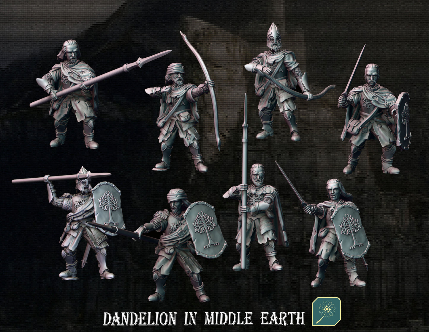 Miniatura Veteranos de Guerra de Minas Tirith Gondor resina 32mm - Drakholm