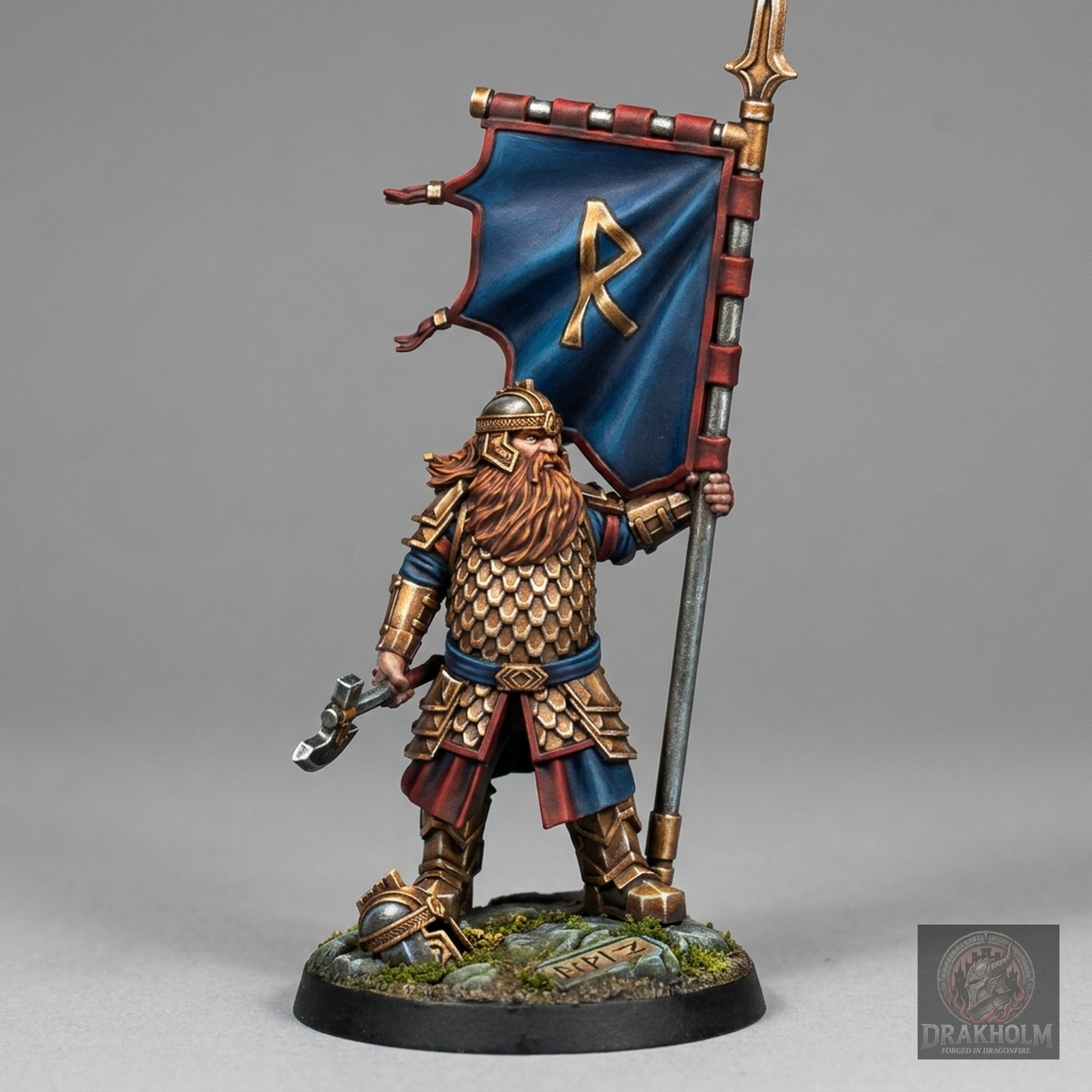 Erebor Dwarf Banner Bearer | Erebor Dwarves | 28mm Resin Miniature | LOTR Middle-earth | Tabletop Wargaming