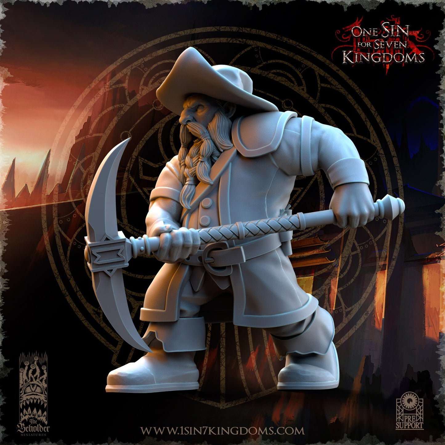 Miniatura Mineros de Combate Enanos resina 32mm sin pintar - Drakholm