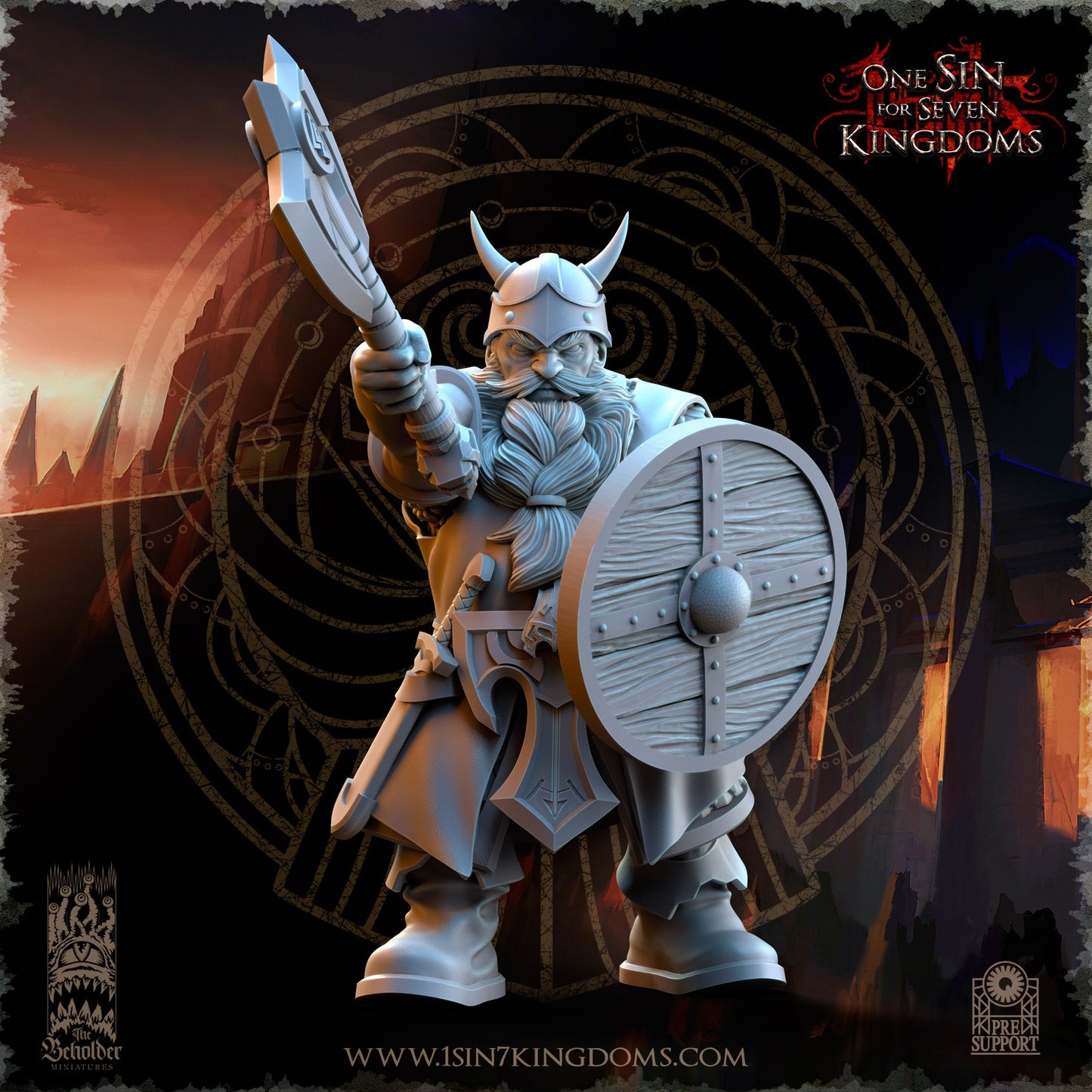 Miniatura Guerreros de los Reinos Enanos Enanos resina 32mm sin pintar - Drakholm