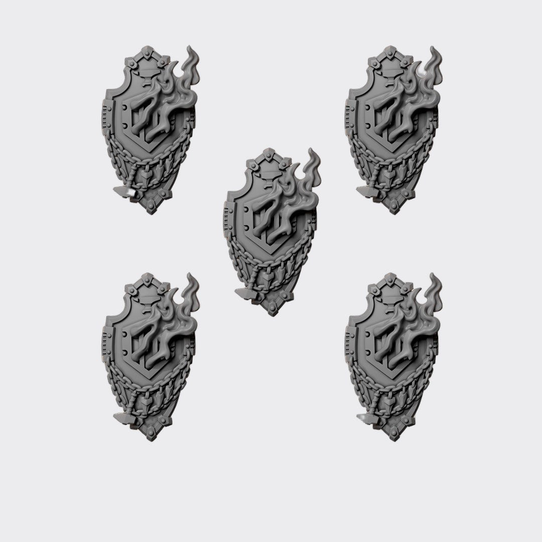 Escudos Anvil Wardens D — bits de conversión sci-fi grimdark de Greytide Studio, resina 32mm sin pintar
