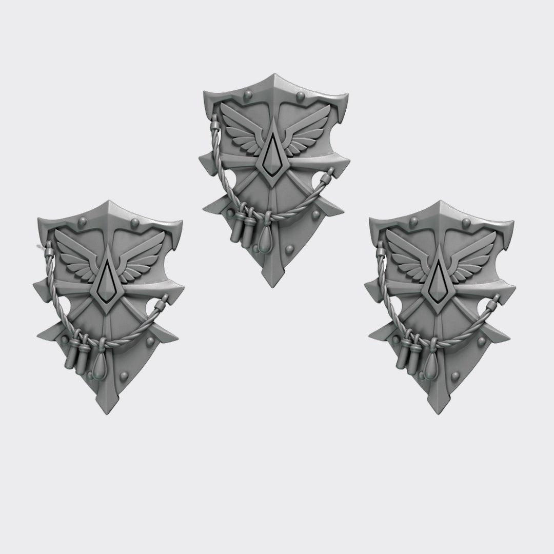 Escudos Crimson Lord C — bits de conversión sci-fi grimdark de Greytide Studio, resina 32mm sin pintar