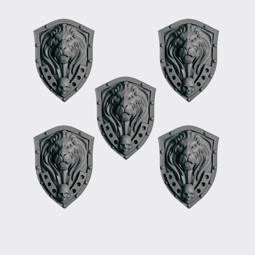 Escudos Eternal Pilgrims A — bits de conversión sci-fi grimdark de Greytide Studio, resina 32mm sin pintar
