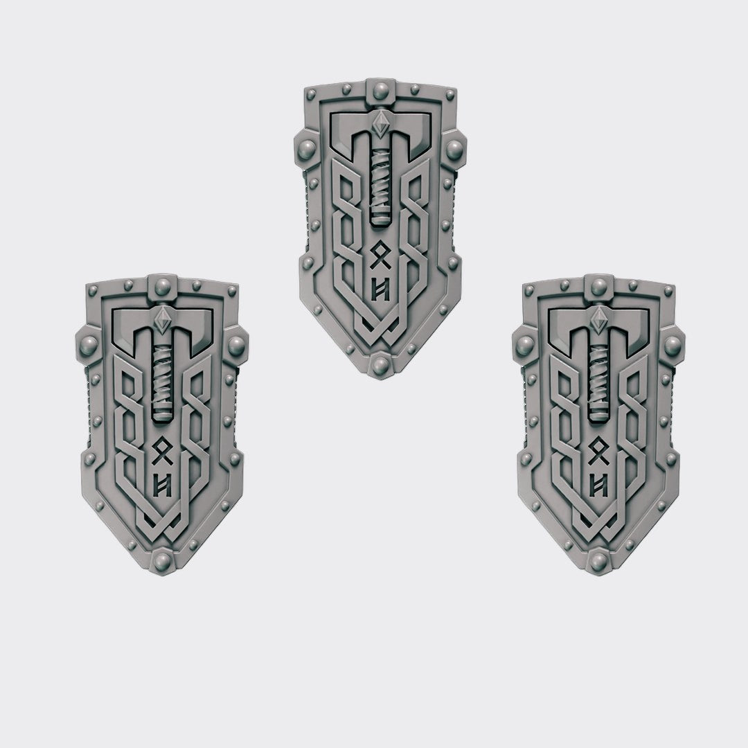 Escudos Primal Hounds A — bits de conversión sci-fi grimdark de Greytide Studio, resina 32mm sin pintar