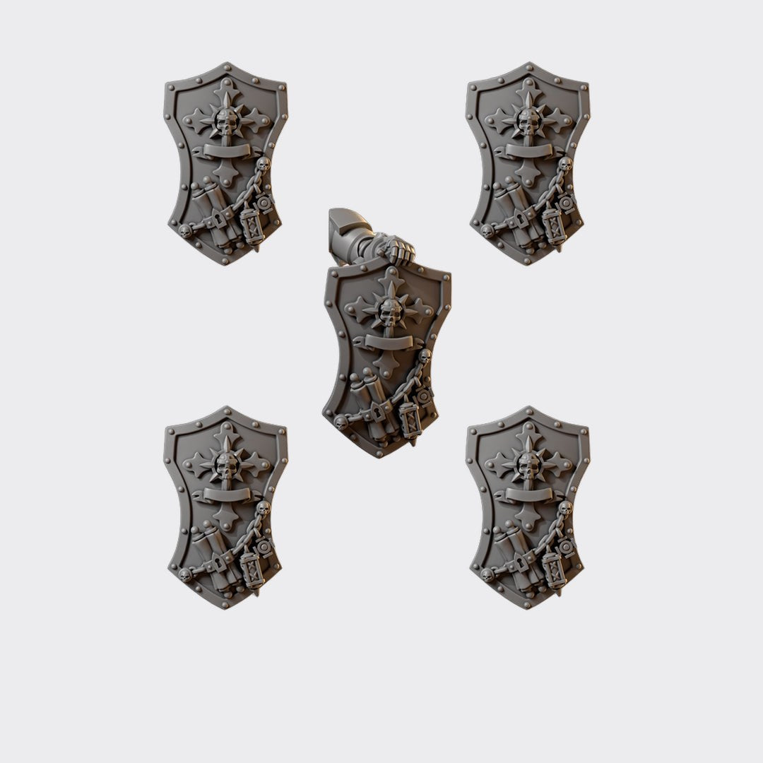 Escudos Terminator Eternal Crusaders A — bits de conversión sci-fi grimdark de Greytide Studio, resina 32mm sin pintar