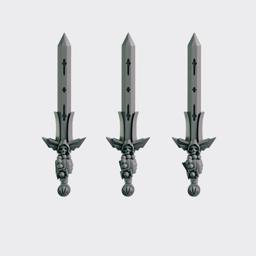 Espadas Eternal Pilgrims C — bits de conversión sci-fi grimdark de Greytide Studio, resina 32mm sin pintar