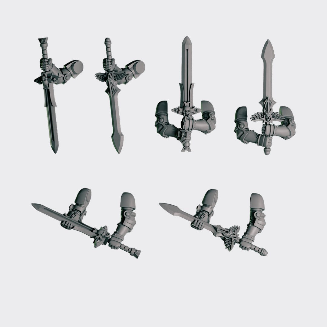 Espadas Eternal Pilgrims D — bits de conversión sci-fi grimdark de Greytide Studio, resina 32mm sin pintar
