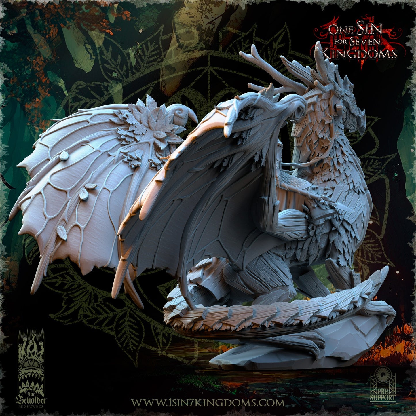 Miniatura Dragón del Bosque Elfos Silvanos resina 32mm sin pintar - Drakholm