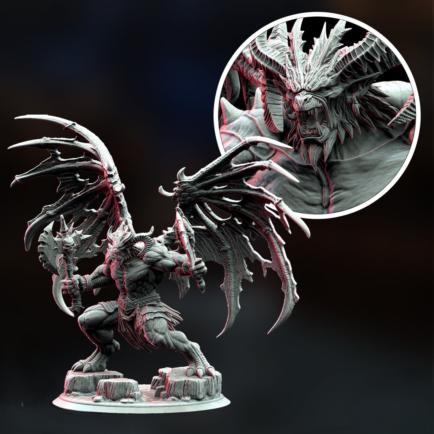 Miniatura Gran Demonio Desterrado de la Guerra Reinos del Caos resina 32mm sin pintar - Drakholm