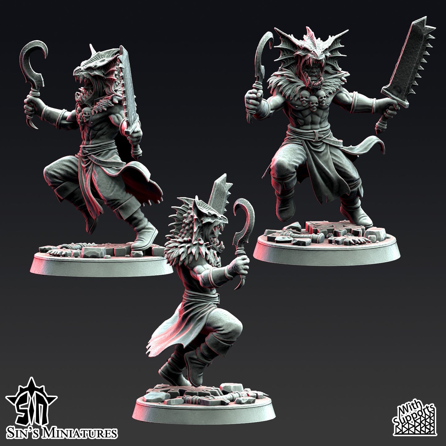 Miniatura Los Colmillos de la Jauría Reinos del Caos resina 32mm sin pintar - Drakholm