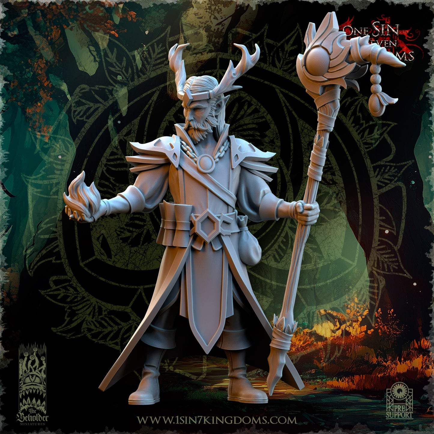 Miniatura Findlas, Guardián del Bosque Elfos Silvanos resina 32mm sin pintar - Drakholm