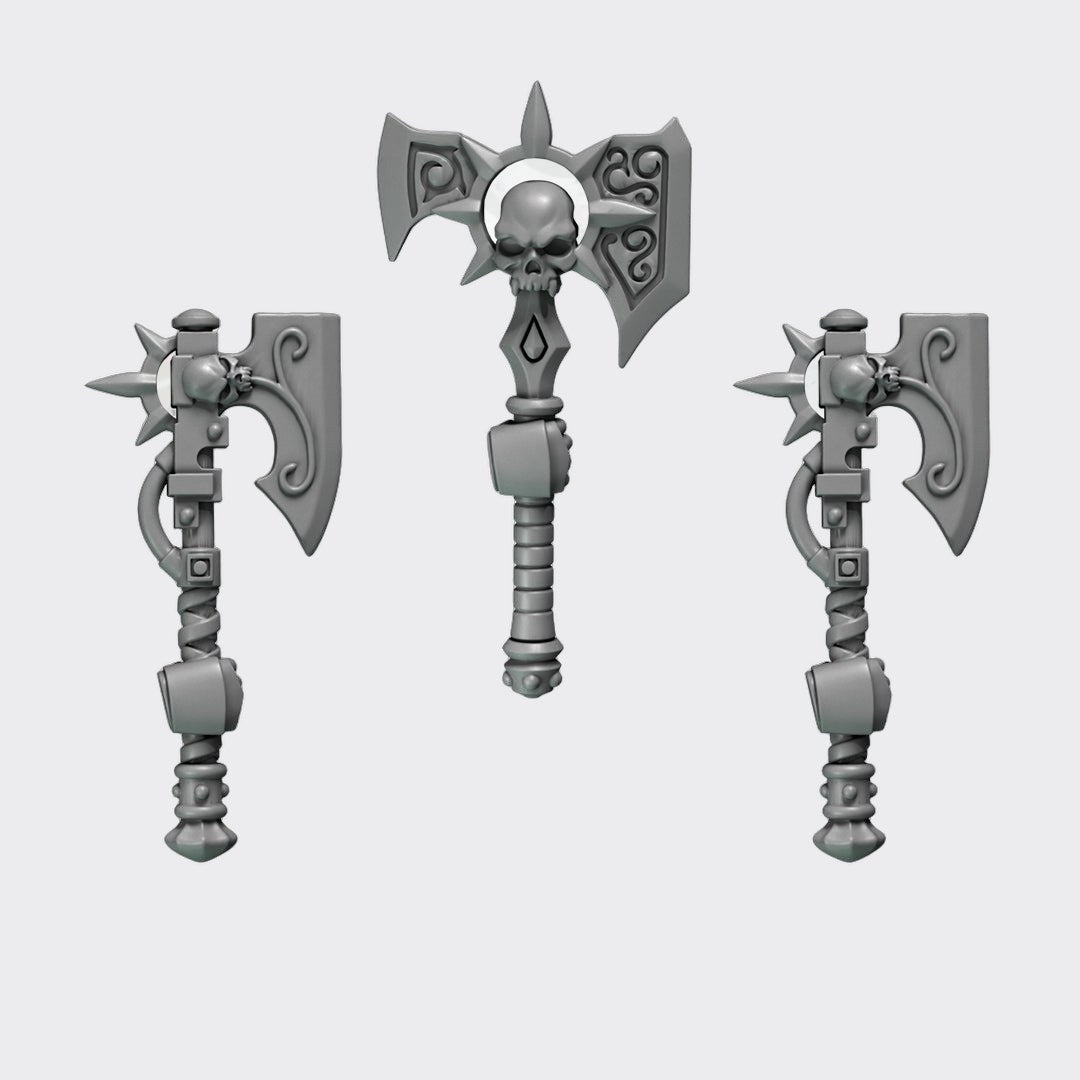 Hachas Crimson Lords B — bits de conversión sci-fi grimdark de Greytide Studio, resina 32mm sin pintar