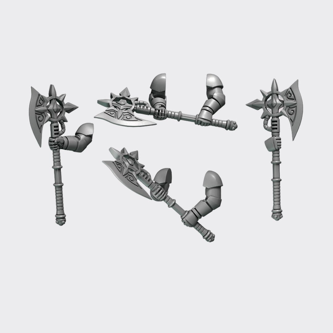 Hachas Crimson Lords D — bits de conversión sci-fi grimdark de Greytide Studio, resina 32mm sin pintar
