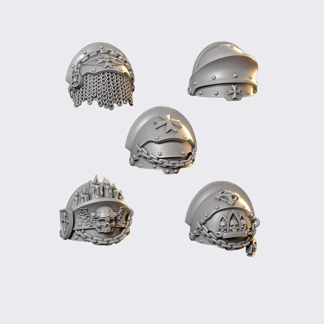 Hombreras Terminators Eternal Crusaders B — bits de conversión sci-fi grimdark de Greytide Studio, resina 32mm sin pintar