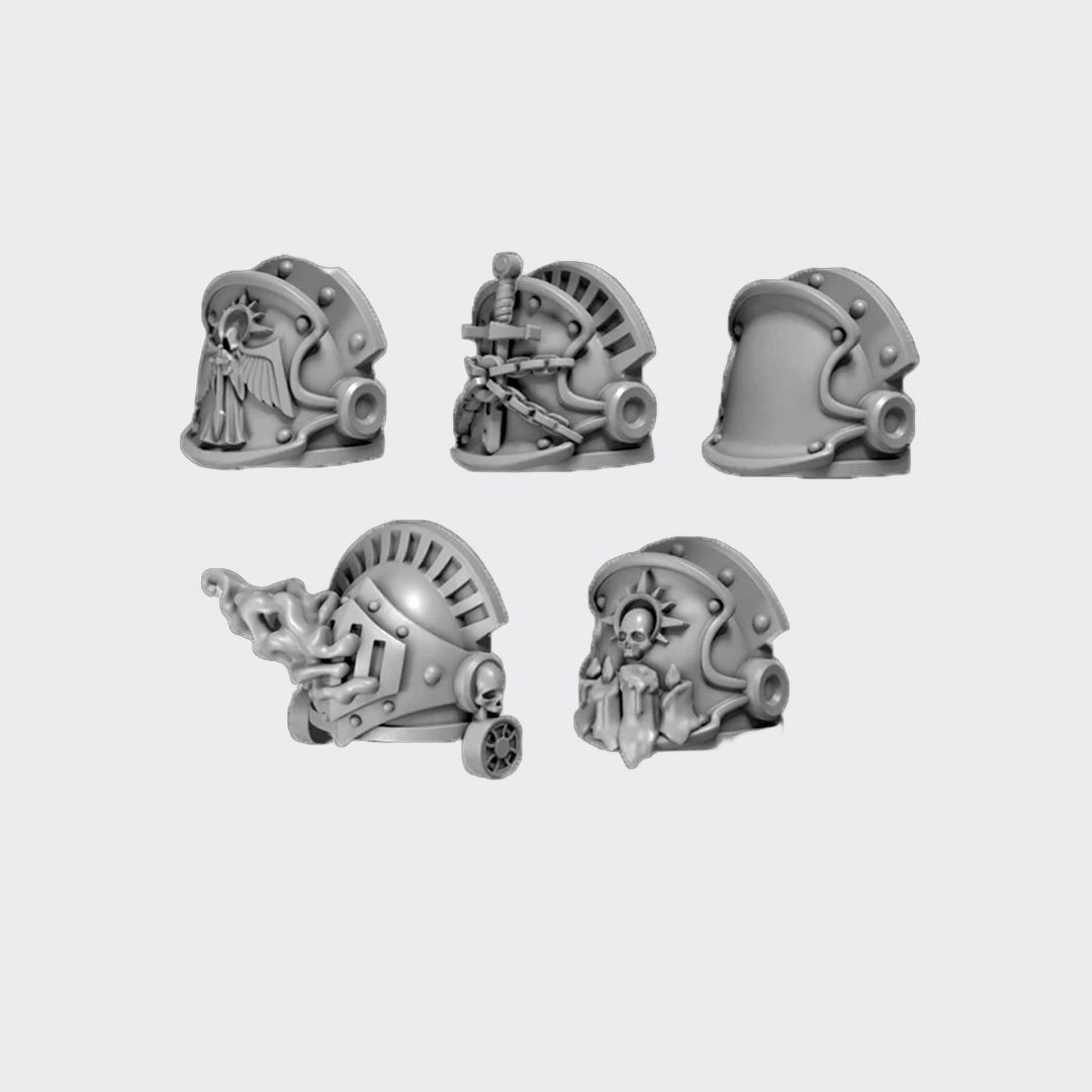Hombreras Terminators Eternal Pilgrims B — bits de conversión sci-fi grimdark de Greytide Studio, resina 32mm sin pintar