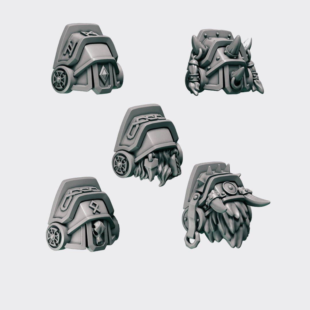 Hombreras Terminators Primal Hounds B — bits de conversión sci-fi grimdark de Greytide Studio, resina 32mm sin pintar