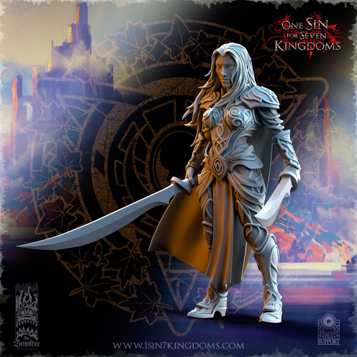 Miniatura Lyriel capitana de los elfos de plata Altos Elfos resina 32mm sin pintar - Drakholm