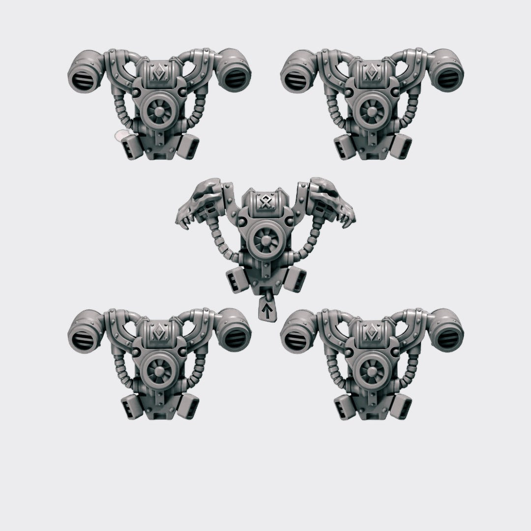 Mochilas Primal Hounds D — bits de conversión sci-fi grimdark de Greytide Studio, resina 32mm sin pintar