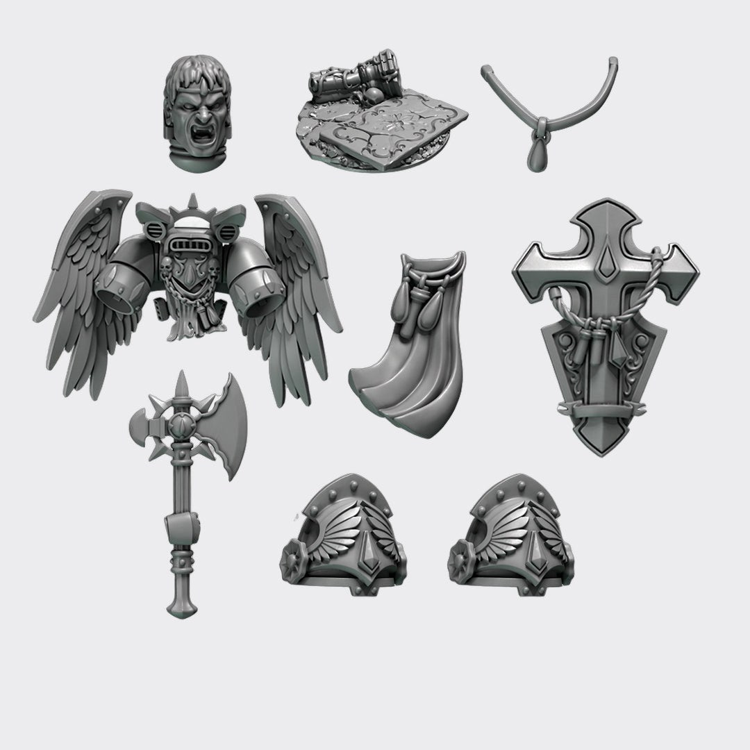 Pack conversión capitán Crimson Lords — bits de conversión sci-fi grimdark de Greytide Studio, resina 32mm sin pintar