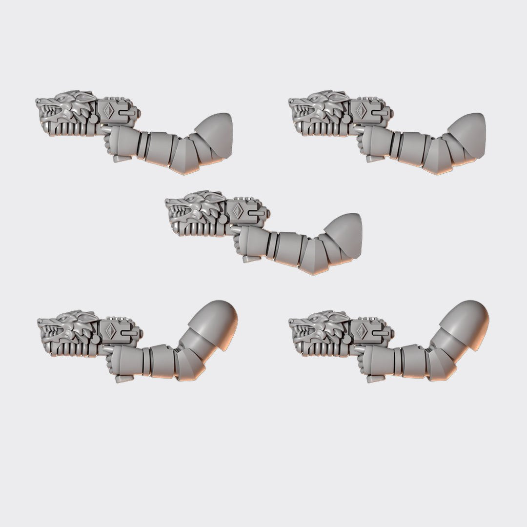 Pistolas de plasma Primal Hounds B — bits de conversión sci-fi grimdark de Greytide Studio, resina 32mm sin pintar